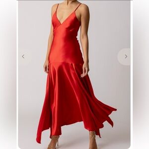 Line and Dot- Reseda satin dress